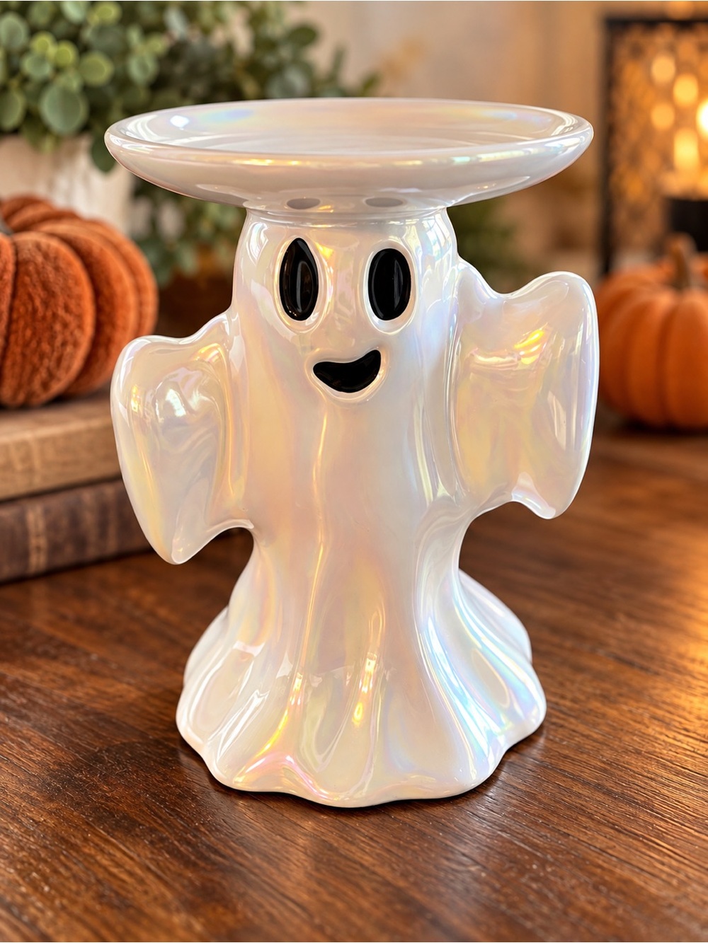 Bath & Body Works 2024 Iridescent Ghost 3-Wick Candle Holder Pedestal